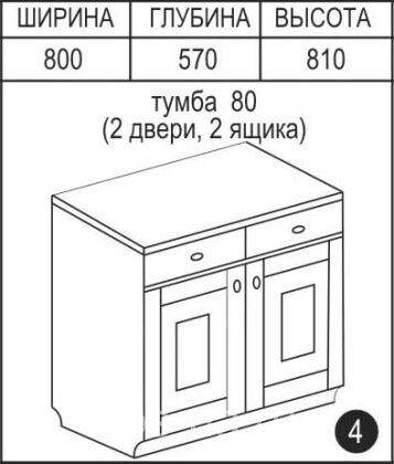 S-80+2Z Тумба 80 (2дв+2ящ.)